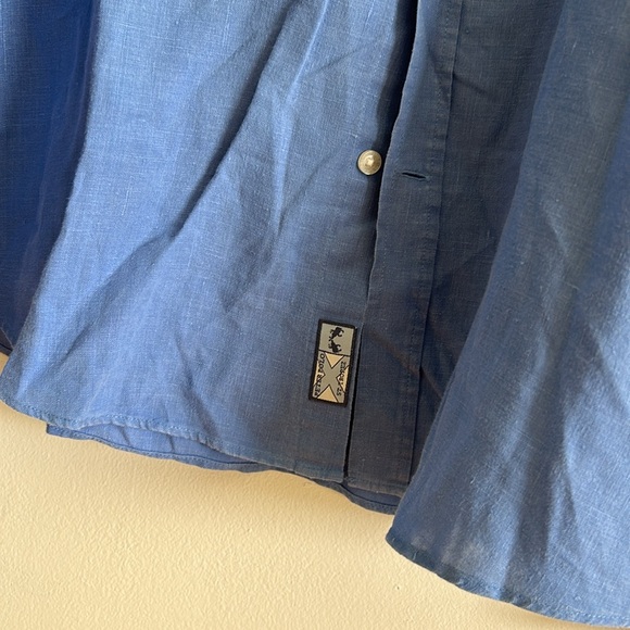 Peter polo blue linen long sleeve shirts - Picture 6 of 9